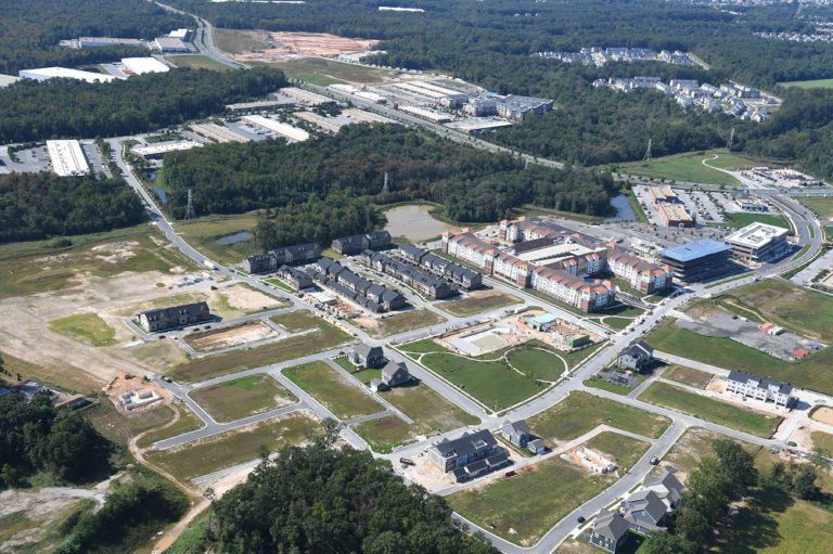 Although the concept of building a ‘Maple Lawn in Middle River’ initially seemed startling, Greenleigh’s proximity to highways and a highly desirable workforce has made it a fast growing community. Photo courtesy of St. John Properties.